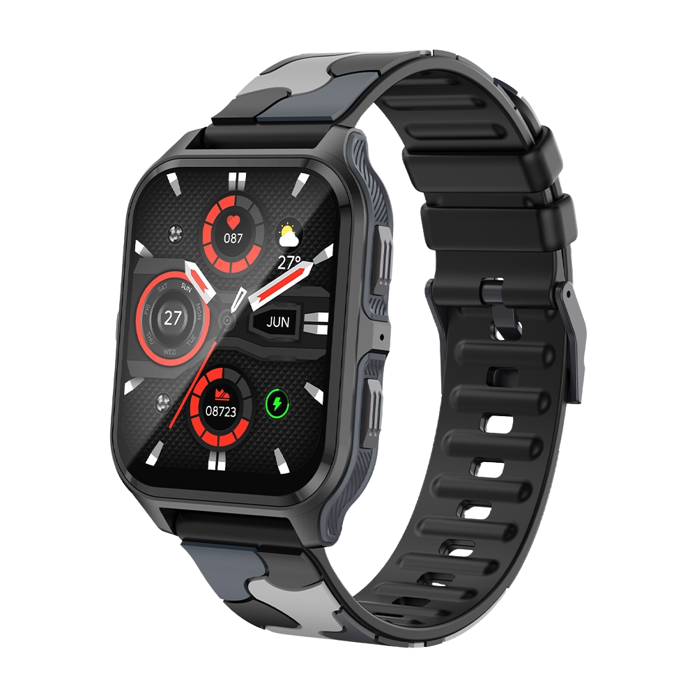 Smartwatch COLMI P73 con display da 1,9", funzione chiamate esterne, impermeabilità IP68, colore nero mimetico.