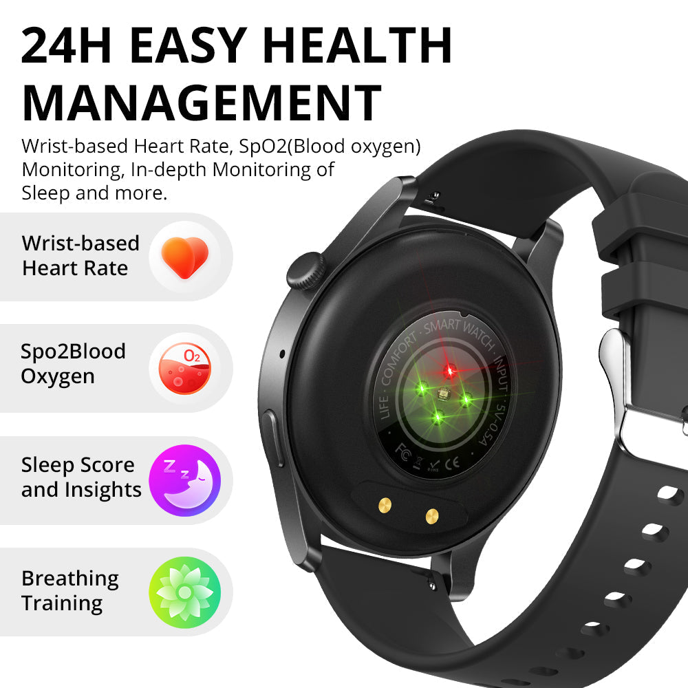 Smartwatch Colmi V73 per il monitoraggio della salute, della frequenza cardiaca e della pressione sanguigna.
