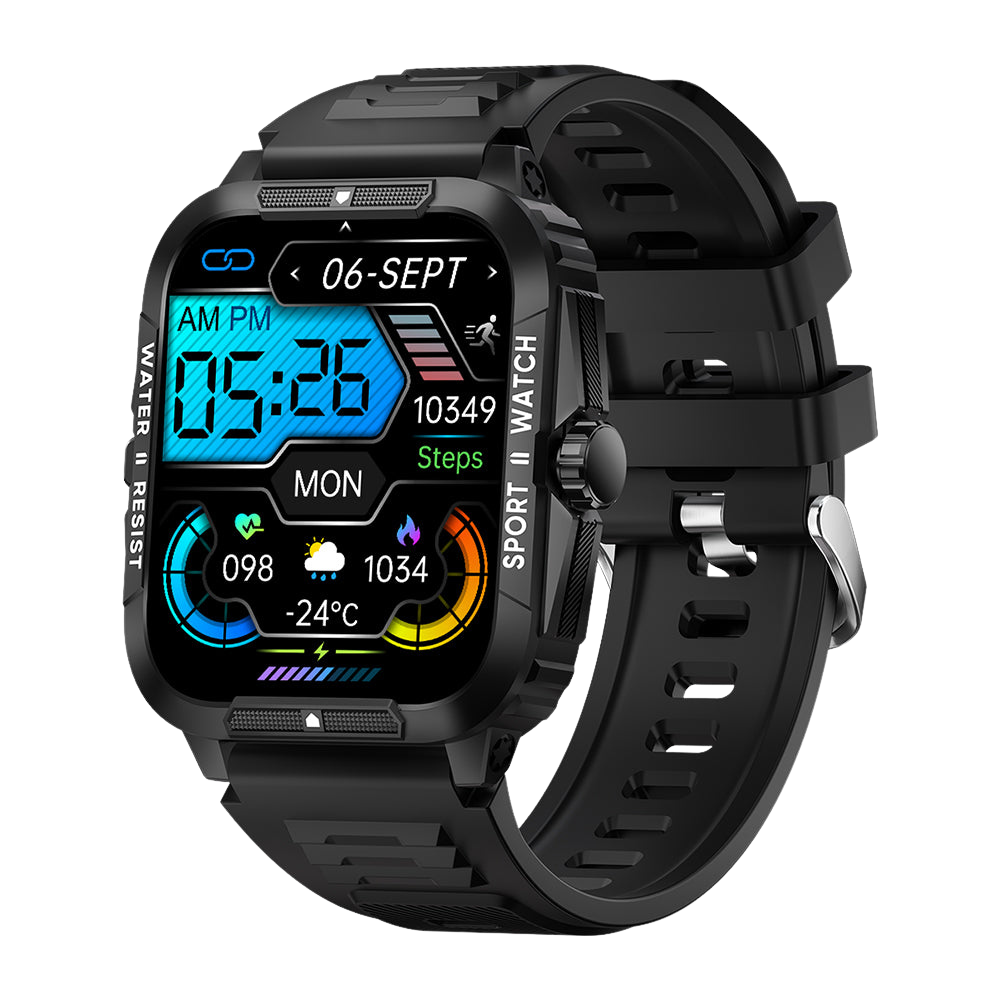 Smartwatch COLMI P76 1.96 per sport all'aria aperta e fitness, impermeabile fino a 3 ATM, colore nero.