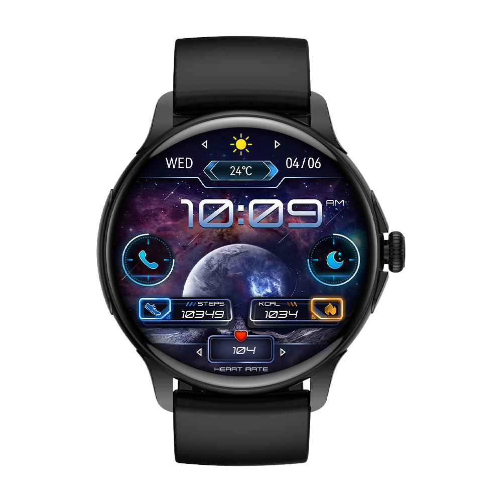 Smartwatch COLMI V72 con elegante display AMOLED, monitoraggio fitness, impermeabile IP68 e quadrante nero.
