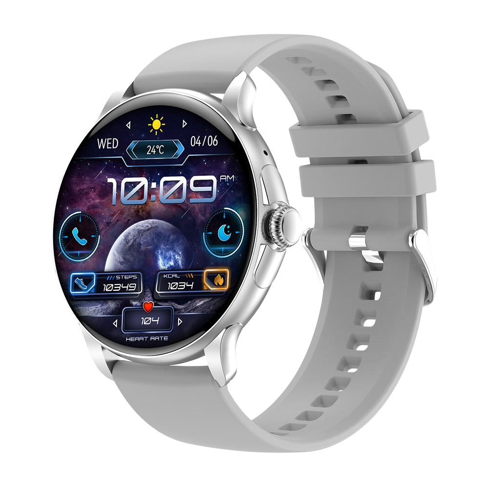 Smartwatch COLMI V72 con elegante display AMOLED, monitoraggio dell'attività fisica e impermeabilità IP68, colore argento.