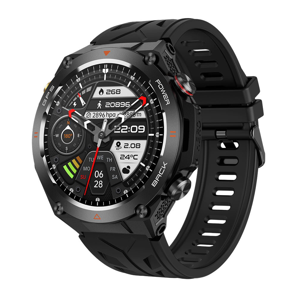 COLMI V75 Smartwatch GPS robusto per attività all'aperto e fitness tracker, colore nero