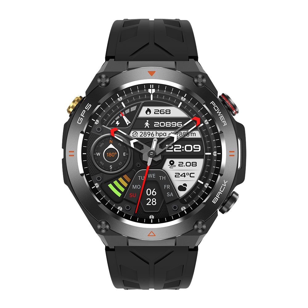 COLMI V75 Smartwatch GPS Robusto Tracker per Attività all'Aperto, Frontale Nero