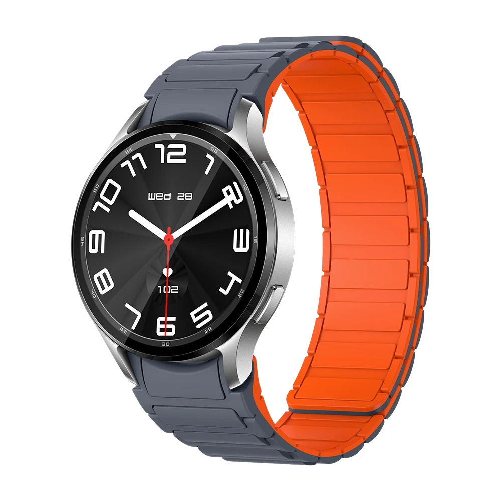 Smartwatch Colmi i28 Ultra color argento con cinturino magnetico, display circolare, sensori avanzati per il monitoraggio della salute, autonomia della batteria di 10 giorni e certificazione di impermeabilità IP68.