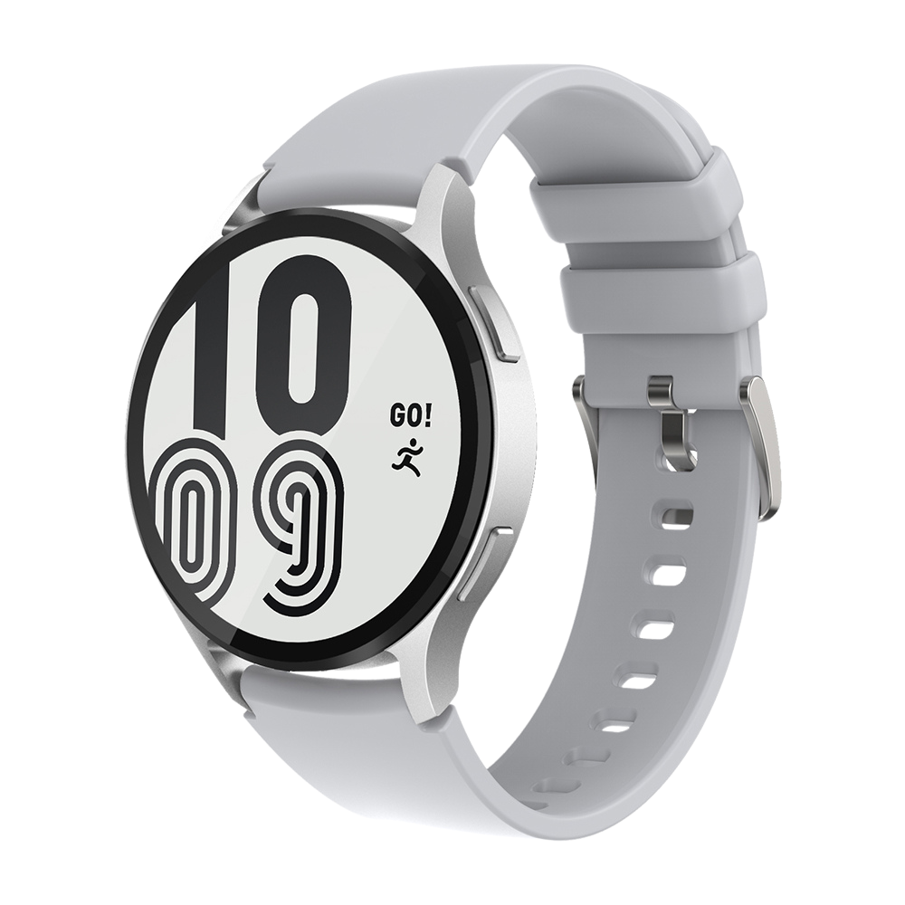 Uno smartwatch Colmi i28 Ultra color argento, mostrato al polso, mette in evidenza il suo quadrante circolare, le funzionalità avanzate di monitoraggio della salute, l'indicatore di durata della batteria di 10 giorni e la certificazione di impermeabilità IP68.